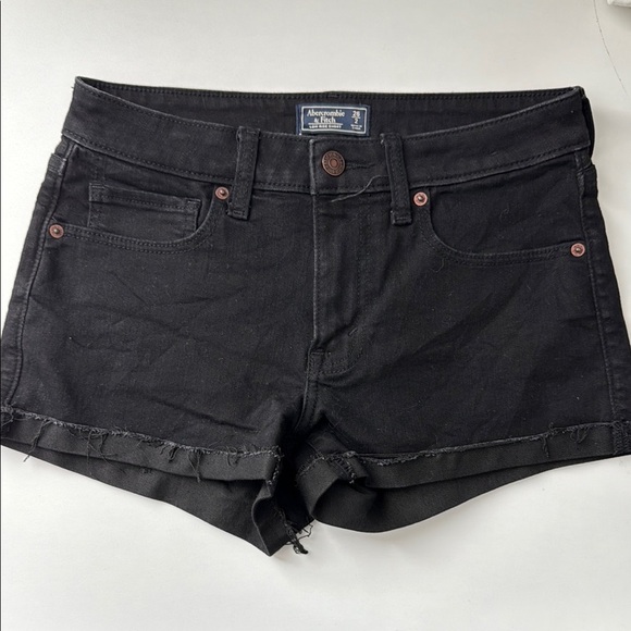 Abercrombie & Fitch Black Jean Shorts with Raw Hem - Picture 1 of 3
